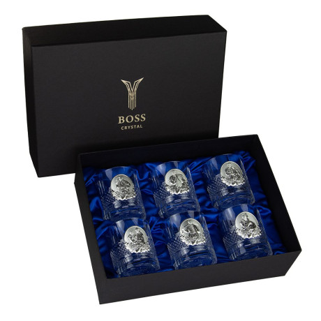 Набір келихів для віскі "Козаки" Boss Crystal, 6 келихів, срібло, кришталь, фото 2