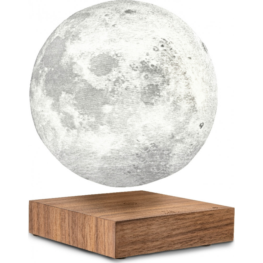 Левитирующая лампа на аккумуляторе Gingko Moon,  дерево орех, фото 1