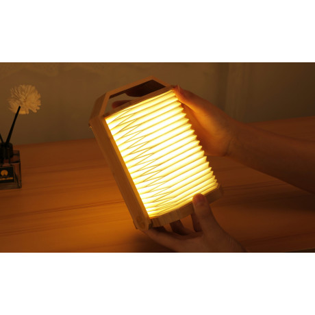 Светильник на аккумуляторе Gingko Smart Origami Lamp, натуральный орех, фото 5