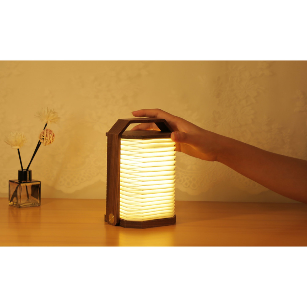 Светильник на аккумуляторе Gingko Smart Origami Lamp, натуральный орех, фото 1