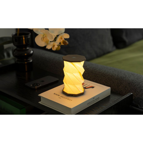 Светильник на аккумуляторе Gingko Mini Hexagon Twist, дерево орех, фото 4