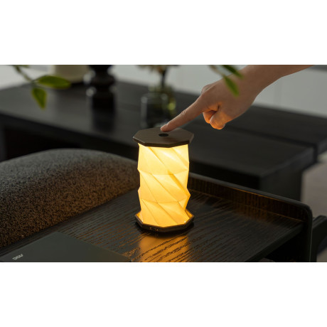Светильник на аккумуляторе Gingko Mini Hexagon Twist, дерево орех, фото 5