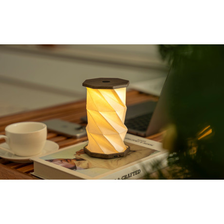 Светильник на аккумуляторе Gingko Mini Hexagon Twist, дерево орех, фото 7