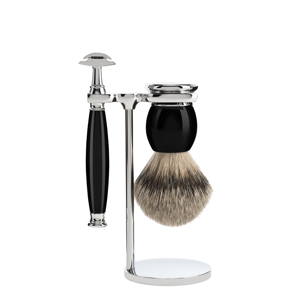 Набір для гоління “SOPHIST” бритва під “Gillette® Fusion”,помазок із щетини борсука, підставка, фото 1