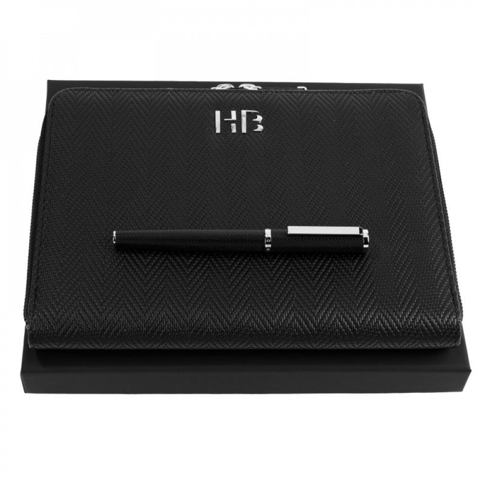 Набор Hugo Boss (ручка-роллер и папка для конференций А5) HSI1065B+HTM106A, фото 1